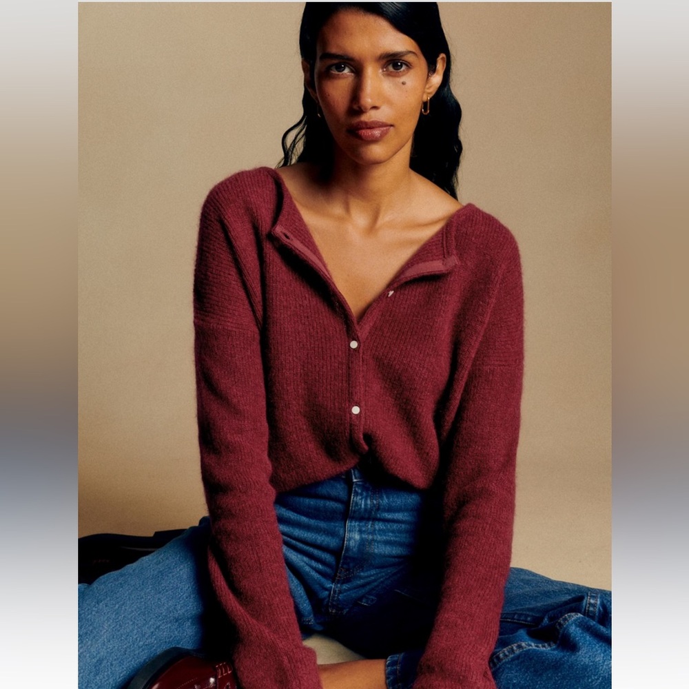 Sezane Burgundy Cardigan Sweater